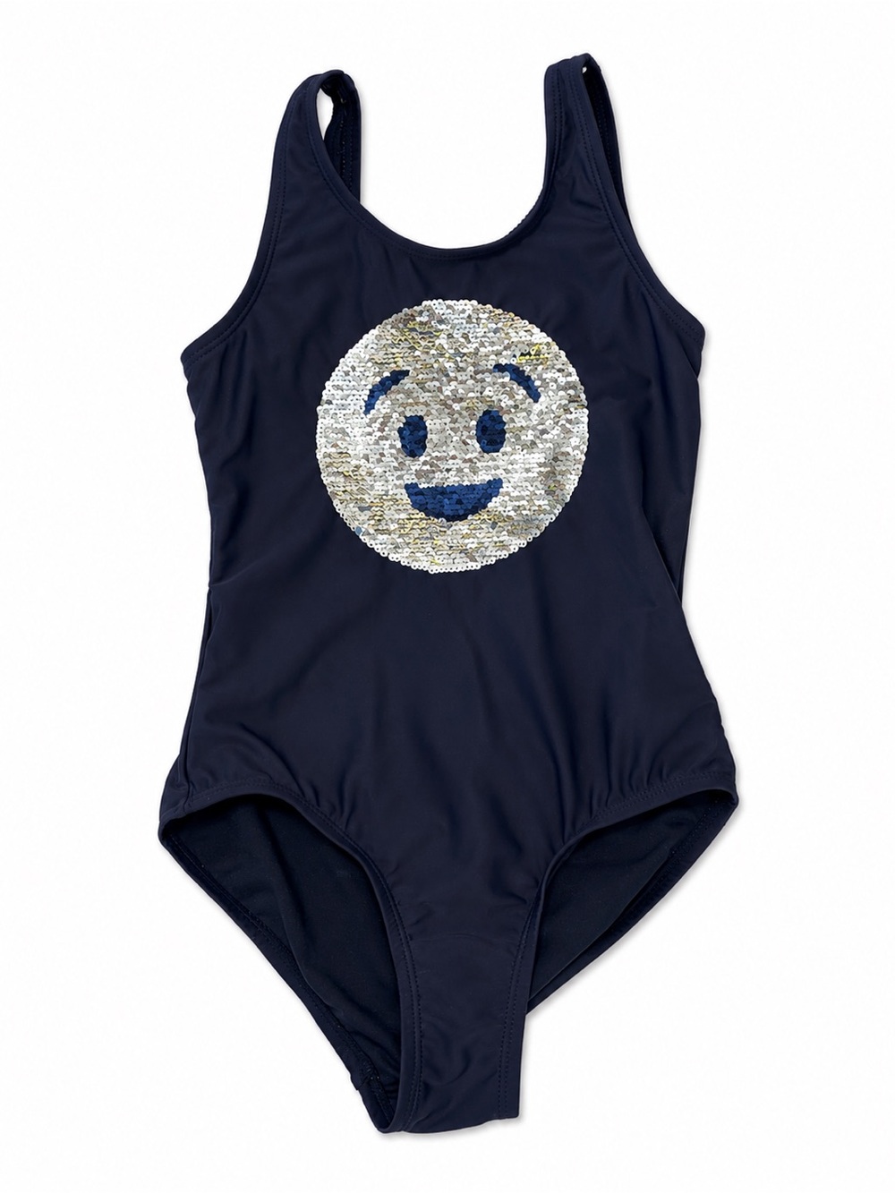 Gap Girls' Navy Sequin Emoji One-Piece Swimsuit